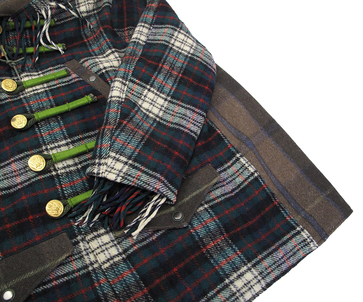 multi plaid duffle coat