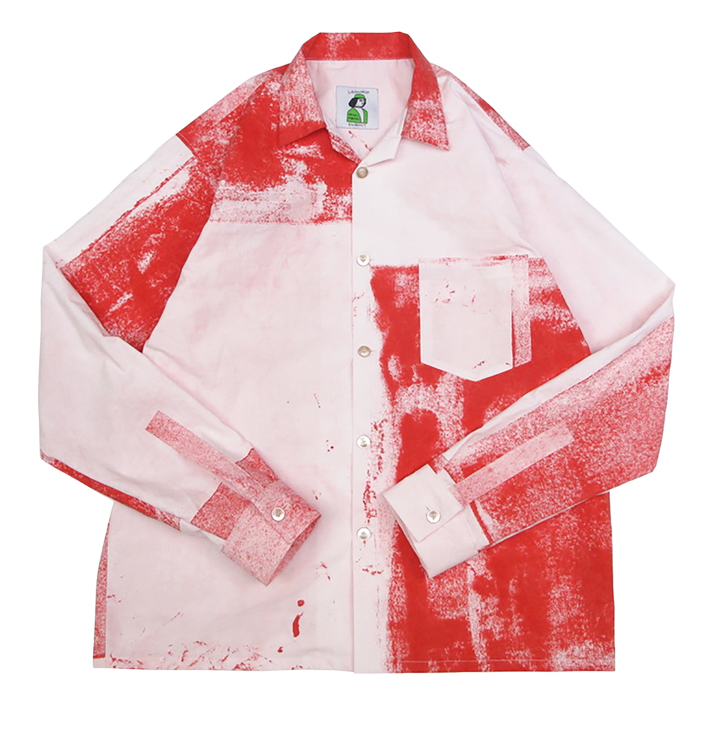 giant checkerboard stamped long sleeve shirt