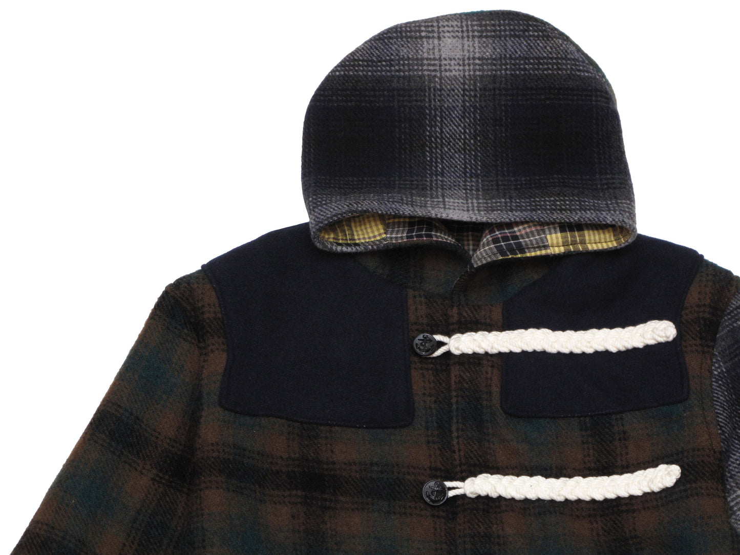 multiple plaid duffle coat