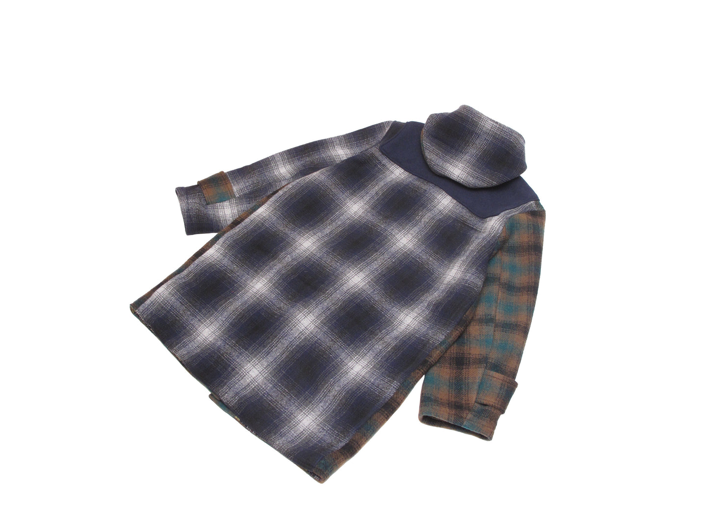 multiple plaid duffle coat