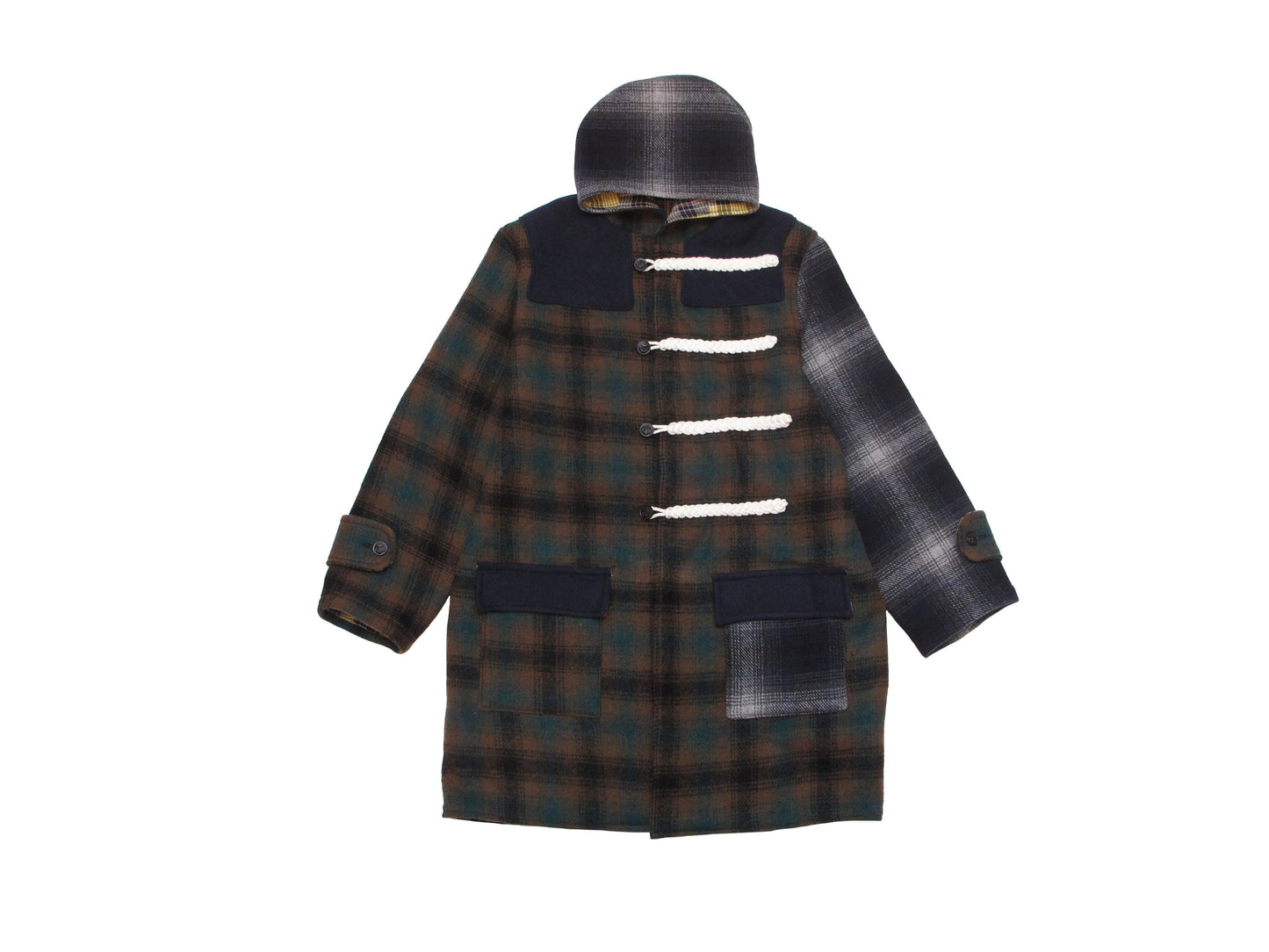 multiple plaid duffle coat
