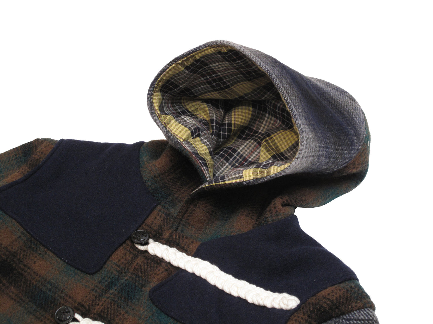multiple plaid duffle coat