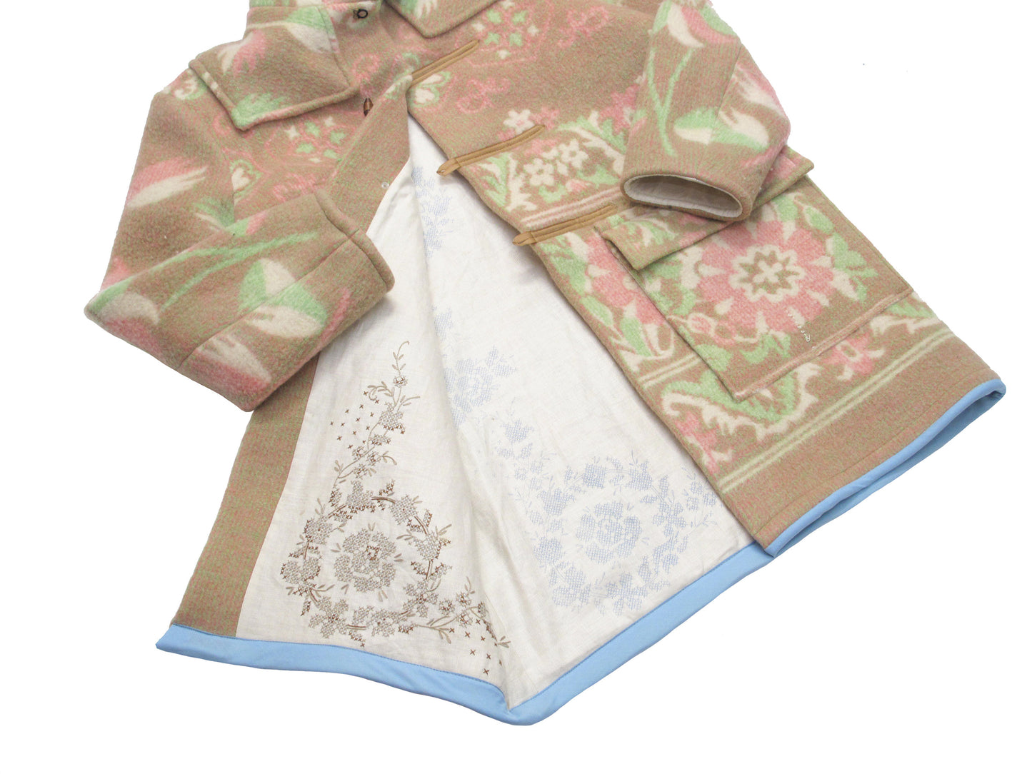 floral blanket duffle coat